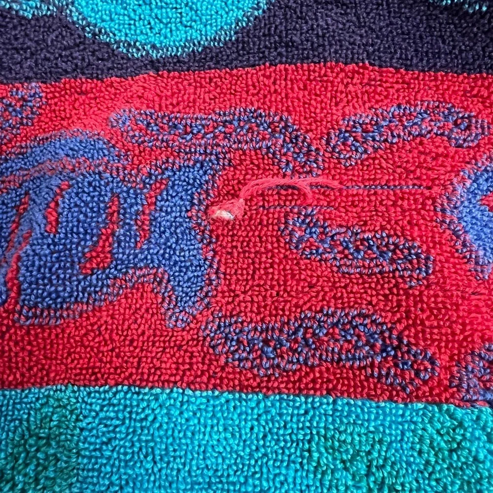 Vintage TJ Lawford Turkish‎ Cotton Terry Cloth Robe Colorful Print Belted Size S
